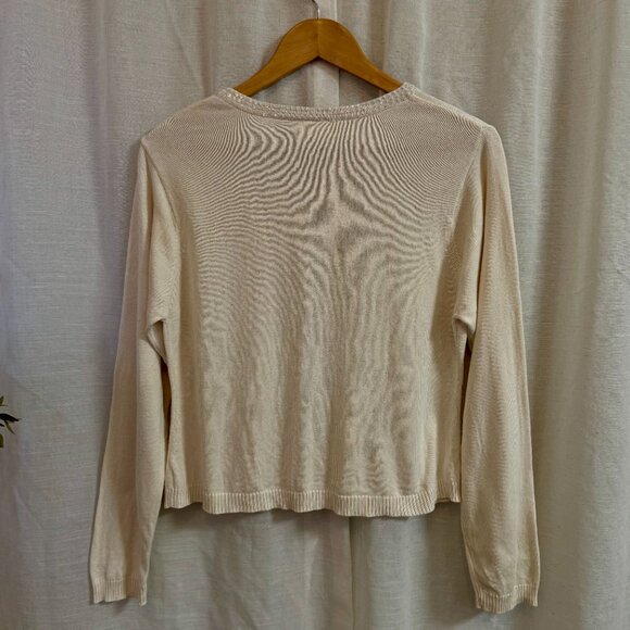Merona 100% Silk Cream Cardigan Size Large - Picture 3 of 4